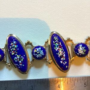 bIue rainbow speckled unique vintage 70s bracelet